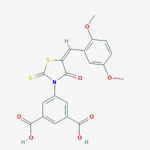 molecular formula C20H15NO7S2 B256581 5-[5-(2,5-Dimethoxybenzylidene)-4-oxo-2-thioxo-1,3-thiazolidin-3-yl]isophthalic acid 