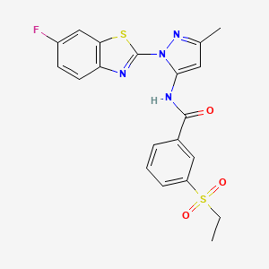 molecular formula C20H17FN4O3S2 B2565810 3-(ethylsulfonyl)-N-(1-(6-fluorobenzo[d]thiazol-2-yl)-3-methyl-1H-pyrazol-5-yl)benzamide CAS No. 1170606-67-3