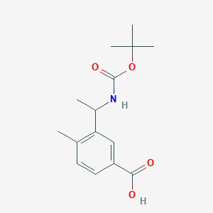 molecular formula C15H21NO4 B2565814 4-Methyl-3-[1-[(2-methylpropan-2-yl)oxycarbonylamino]ethyl]benzoic acid CAS No. 2248299-56-9