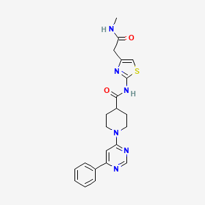 molecular formula C22H24N6O2S B2565818 N-(4-(2-(methylamino)-2-oxoethyl)thiazol-2-yl)-1-(6-phenylpyrimidin-4-yl)piperidine-4-carboxamide CAS No. 1797217-45-8