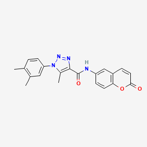 molecular formula C21H18N4O3 B2565821 1-(3,4-dimethylphenyl)-5-methyl-N-(2-oxo-2H-chromen-6-yl)-1H-1,2,3-triazole-4-carboxamide CAS No. 923211-38-5