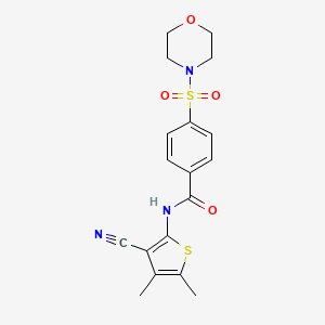 molecular formula C18H19N3O4S2 B2565822 N-(3-cyano-4,5-dimethylthiophen-2-yl)-4-(morpholinosulfonyl)benzamide CAS No. 896301-37-4