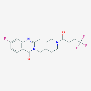 molecular formula C19H21F4N3O2 B2565827 7-Fluoro-2-methyl-3-[[1-(4,4,4-trifluorobutanoyl)piperidin-4-yl]methyl]quinazolin-4-one CAS No. 2415631-76-2