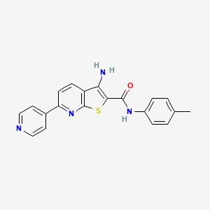 molecular formula C20H16N4OS B2565830 3-amino-N-(4-methylphenyl)-6-(pyridin-4-yl)thieno[2,3-b]pyridine-2-carboxamide CAS No. 496019-23-9