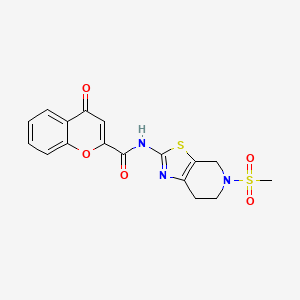 molecular formula C17H15N3O5S2 B2565836 N-(5-(methylsulfonyl)-4,5,6,7-tetrahydrothiazolo[5,4-c]pyridin-2-yl)-4-oxo-4H-chromene-2-carboxamide CAS No. 1421462-41-0