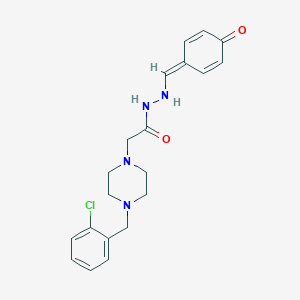molecular formula C20H23ClN4O2 B256584 2-[4-[(2-chlorophenyl)methyl]piperazin-1-yl]-N'-[(4-oxocyclohexa-2,5-dien-1-ylidene)methyl]acetohydrazide 