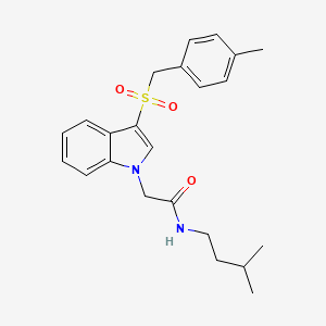 molecular formula C23H28N2O3S B2565847 N-isopentyl-2-(3-((4-methylbenzyl)sulfonyl)-1H-indol-1-yl)acetamide CAS No. 878063-39-9