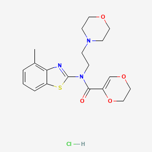 molecular formula C19H24ClN3O4S B2565851 盐酸 N-(4-甲基苯并[d]噻唑-2-基)-N-(2-吗啉乙基)-5,6-二氢-1,4-二氧杂环-2-甲酰胺 CAS No. 1219215-83-4
