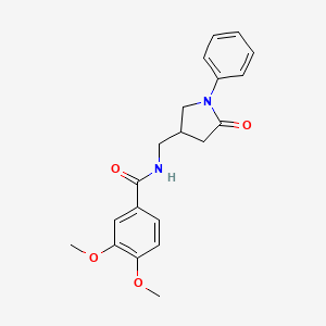 molecular formula C20H22N2O4 B2565852 3,4-dimethoxy-N-((5-oxo-1-phenylpyrrolidin-3-yl)methyl)benzamide CAS No. 954650-83-0