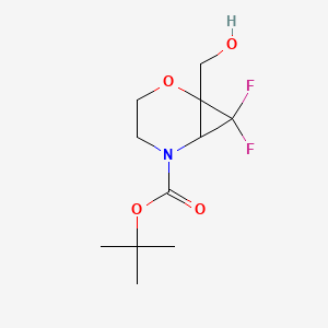 molecular formula C11H17F2NO4 B2565858 Tert-butyl 7,7-difluoro-1-(hydroxymethyl)-2-oxa-5-azabicyclo[4.1.0]heptane-5-carboxylate CAS No. 2418695-69-7