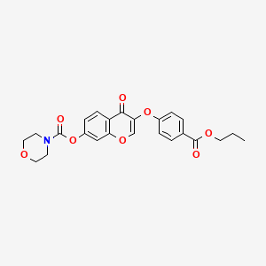 molecular formula C24H23NO8 B2565862 [4-oxo-3-(4-propoxycarbonylphenoxy)chromen-7-yl] Morpholine-4-carboxylate CAS No. 845665-98-7