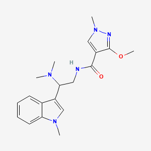 molecular formula C19H25N5O2 B2565863 N-(2-(二甲氨基)-2-(1-甲基-1H-吲哚-3-基)乙基)-3-甲氧基-1-甲基-1H-吡唑-4-甲酰胺 CAS No. 1396709-40-2