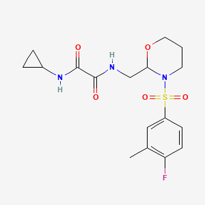 molecular formula C17H22FN3O5S B2565873 N'-环丙基-N-[[3-(4-氟-3-甲基苯基)磺酰基-1,3-恶唑烷-2-基]甲基]草酰胺 CAS No. 872725-03-6