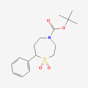 molecular formula C16H23NO4S B2565876 Tert-butyl 7-phenyl-1,4-thiazepane-4-carboxylate 1,1-dioxide CAS No. 2320861-43-4