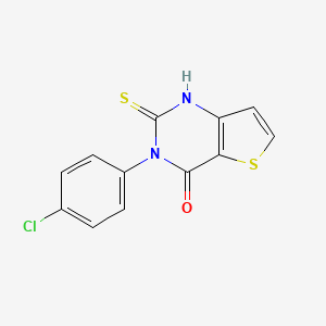 molecular formula C12H7ClN2OS2 B2565877 3-(4-chlorophenyl)-2-thioxo-2,3-dihydrothieno[3,2-d]pyrimidin-4(1H)-one CAS No. 468096-46-0