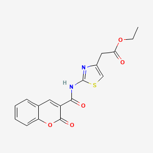 molecular formula C17H14N2O5S B2565883 ethyl 2-(2-(2-oxo-2H-chromene-3-carboxamido)thiazol-4-yl)acetate CAS No. 391867-16-6