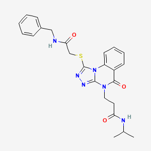 molecular formula C24H26N6O3S B2565892 6-Ethyl-5-{[4-(4-fluorophenyl)piperazin-1-yl]carbonyl}-1-phenyl-3-(2-thienyl)-1,6-dihydropyrrolo[2,3-c]pyrazole CAS No. 1112434-48-6