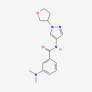 molecular formula C16H20N4O2 B2565907 3-(二甲氨基)-N-(1-(四氢呋喃-3-基)-1H-吡唑-4-基)苯甲酰胺 CAS No. 1797020-69-9