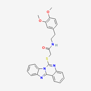 2-(benzimidazo[1,2-c]quinazolin-6-ylthio)-N-[2-(3,4-dimethoxyphenyl)ethyl]acetamide