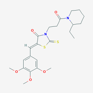 molecular formula C23H30N2O5S2 B256592 3-[3-(2-Ethyl-1-piperidinyl)-3-oxopropyl]-2-thioxo-5-(3,4,5-trimethoxybenzylidene)-1,3-thiazolidin-4-one 
