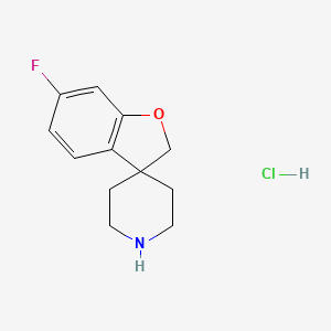 molecular formula C12H15ClFNO B2565927 6-Fluoro-2H-spiro[1-benzofuran-3,4'-piperidine] hydrochloride CAS No. 1138520-95-2