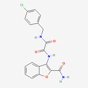 molecular formula C18H14ClN3O4 B2565933 N1-(2-carbamoylbenzofuran-3-yl)-N2-(4-chlorobenzyl)oxalamide CAS No. 920244-28-6