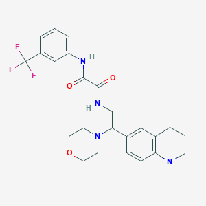 molecular formula C25H29F3N4O3 B2565936 N-[2-(1-methyl-1,2,3,4-tetrahydroquinolin-6-yl)-2-morpholin-4-ylethyl]-N'-[3-(trifluoromethyl)phenyl]ethanediamide CAS No. 922120-64-7