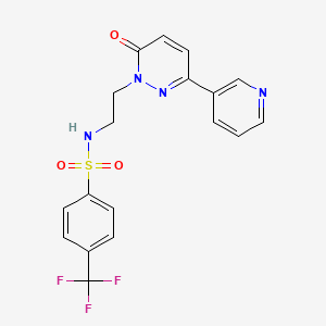 molecular formula C18H15F3N4O3S B2565937 N-(2-(6-氧代-3-(吡啶-3-基)哒嗪-1(6H)-基)乙基)-4-(三氟甲基)苯磺酰胺 CAS No. 1021108-40-6