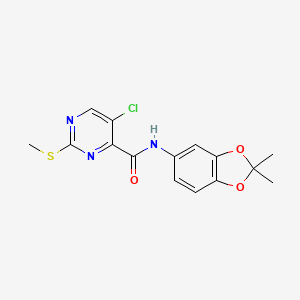 molecular formula C15H14ClN3O3S B2565952 5-chloro-N-(2,2-dimethyl-2H-1,3-benzodioxol-5-yl)-2-(methylsulfanyl)pyrimidine-4-carboxamide CAS No. 1223742-52-6