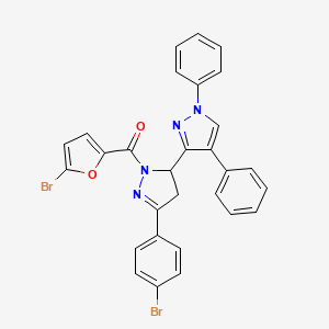 (5-Bromofuran-2-yl)-[5-(4-bromophenyl)-3-(1,4-diphenylpyrazol-3-yl)-3,4-dihydropyrazol-2-yl]methanone