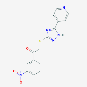 molecular formula C15H11N5O3S B256596 1-(3-nitrophenyl)-2-{[5-(4-pyridinyl)-4H-1,2,4-triazol-3-yl]thio}ethanone 