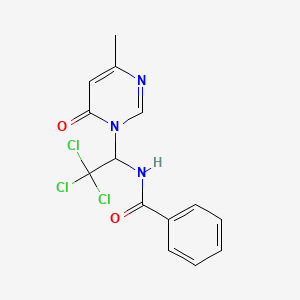 molecular formula C14H12Cl3N3O2 B2565962 N-[2,2,2-trichloro-1-(4-methyl-6-oxopyrimidin-1-yl)ethyl]benzamide CAS No. 165058-96-8