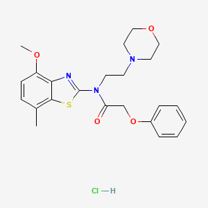 molecular formula C23H28ClN3O4S B2565969 N-(4-methoxy-7-methylbenzo[d]thiazol-2-yl)-N-(2-morpholinoethyl)-2-phenoxyacetamide hydrochloride CAS No. 1216822-95-5