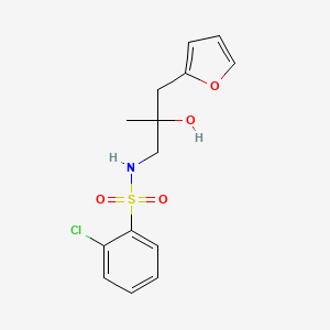 molecular formula C14H16ClNO4S B2565970 2-chloro-N-(3-(furan-2-yl)-2-hydroxy-2-méthylpropyl)benzènesulfonamide CAS No. 1795298-58-6