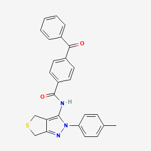 molecular formula C26H21N3O2S B2565971 4-benzoil-N-(2-(p-tolil)-4,6-dihidro-2H-tieno[3,4-c]pirazol-3-il)benzamida CAS No. 396722-63-7