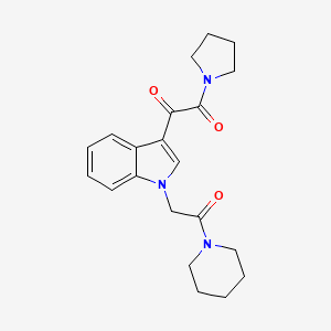 molecular formula C21H25N3O3 B2565978 1-(1-(2-oxo-2-(piperidin-1-yl)ethyl)-1H-indol-3-yl)-2-(pyrrolidin-1-yl)ethane-1,2-dione CAS No. 872860-55-4