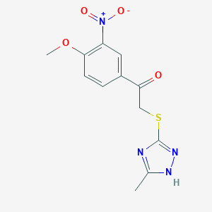 molecular formula C12H12N4O4S B256598 1-(4-methoxy-3-nitrophenyl)-2-[(5-methyl-4H-1,2,4-triazol-3-yl)sulfanyl]ethanone 