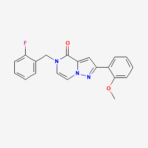 molecular formula C20H16FN3O2 B2565980 5-(2-fluorobenzyl)-2-(2-methoxyphenyl)pyrazolo[1,5-a]pyrazin-4(5H)-one CAS No. 1428378-82-8