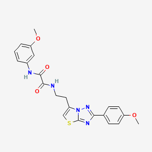 molecular formula C22H21N5O4S B2565981 N1-(3-methoxyphenyl)-N2-(2-(2-(4-methoxyphenyl)thiazolo[3,2-b][1,2,4]triazol-6-yl)ethyl)oxalamide CAS No. 894032-15-6