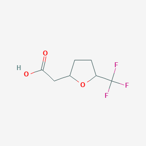 molecular formula C7H9F3O3 B2565983 2-[5-(三氟甲基)氧杂环-2-基]乙酸 CAS No. 2126178-97-8