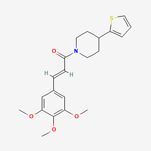molecular formula C21H25NO4S B2565998 (E)-1-(4-(thiophen-2-yl)piperidin-1-yl)-3-(3,4,5-trimethoxyphenyl)prop-2-en-1-one CAS No. 1396892-71-9