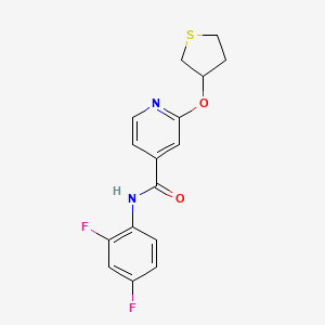 molecular formula C16H14F2N2O2S B2566007 N-(2,4-difluorophenyl)-2-((tetrahydrothiophen-3-yl)oxy)isonicotinamide CAS No. 2034239-39-7