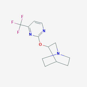 molecular formula C12H14F3N3O B2566008 3-{[4-(Trifluoromethyl)pyrimidin-2-yl]oxy}-1-azabicyclo[2.2.2]octane CAS No. 2198911-17-8