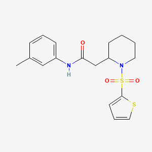 molecular formula C18H22N2O3S2 B2566011 2-(1-(噻吩-2-磺酰基)哌啶-2-基)-N-(间甲苯基)乙酰胺 CAS No. 941911-59-7