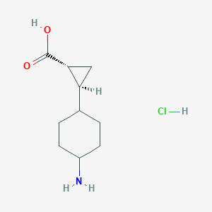 molecular formula C10H18ClNO2 B2566017 (1R,2S)-2-(4-氨基环己基)环丙烷-1-羧酸;盐酸盐 CAS No. 2413847-65-9