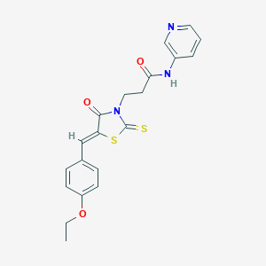 molecular formula C20H19N3O3S2 B256602 3-[5-(4-ethoxybenzylidene)-4-oxo-2-thioxo-1,3-thiazolidin-3-yl]-N-(3-pyridinyl)propanamide 