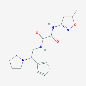 molecular formula C16H20N4O3S B2566020 N1-(5-methylisoxazol-3-yl)-N2-(2-(pyrrolidin-1-yl)-2-(thiophen-3-yl)ethyl)oxalamide CAS No. 946303-08-8