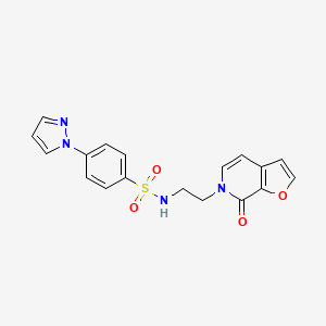 molecular formula C18H16N4O4S B2566022 N-(2-(7-oxofuro[2,3-c]pyridin-6(7H)-yl)ethyl)-4-(1H-pyrazol-1-yl)benzenesulfonamide CAS No. 2034375-18-1