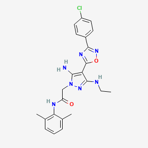 molecular formula C23H24ClN7O2 B2566024 2-(5-氨基-4-(3-(4-氯苯基)-1,2,4-恶二唑-5-基)-3-(乙氨基)-1H-吡唑-1-基)-N-(2,6-二甲苯基)乙酰胺 CAS No. 1171362-78-9