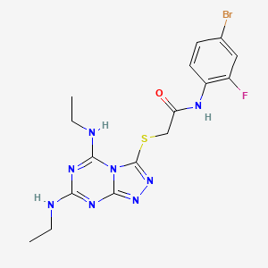 2-{[5,7-bis(ethylamino)-[1,2,4]triazolo[4,3-a][1,3,5]triazin-3-yl]sulfanyl}-N-(4-bromo-2-fluorophenyl)acetamide